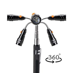 Magnetic Pickup Tool, Gifts for Men, Telescoping Magnet Flashlight, Gifts Idea & Stocking Stuffers for Men, Teen Boys, Mechanic, Boyfriend, Christmas Gifts for Dad, Husband, Father, Black