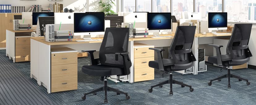 CLATINA 500lbs Big and Tall Office Chair Heavy Duty Mesh Ergonomic Computer Chairs with Adjustable Lumbar Support and Wide Comfy Seat for Home Office Conference Heavy People, Black, 4 Pack