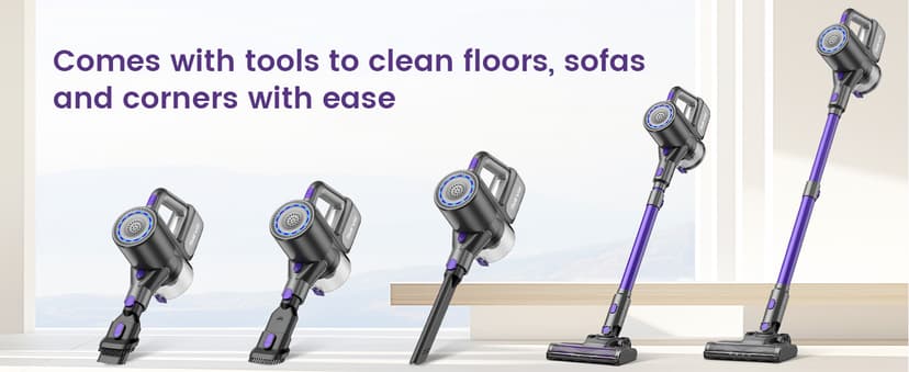 Cordless Vacuum Cleaner, 40KPA/500W/35Mins, Green LED Light, Lightweight Stick Vacuum Self-Standing, Vacuum Cleaners for Home Handheld Vacuum for Pet Hair, Carpet, and Hard Floors, U8