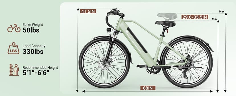 Electric Bikes for Adults, 26"/27.5" E Bikes for Adults with 1200W Peak Motor, 28 MPH, 50+ Miles Range Electric Bicycle, E Mountain Bike with 480WH Removable Battery, UL Certified