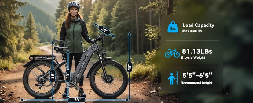 Dual Motor Ebike, 3000W Electric Bike for Adults, 52V 20Ah 26" Fat Tire Fast Ebike Max 38 Mph, up to 90 Miles, Off-Road Mountain E-Bike for Men Women, Step-Through Design