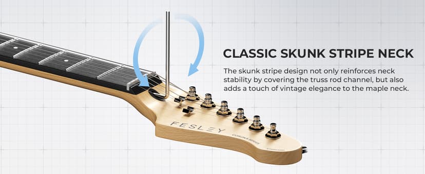 Fesley 39 Inch Electric Guitar: Beginner Electric Guitar Kit with HSS Pickup, Full Size Solid Body Guitar Starter Set with Amplifier, Bag, Strap, String, Cable, Picks, FST100, Blue