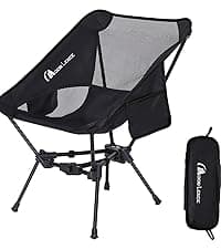 MOON LENCE Portable Camping Chair Plus, Larger & Roomier, Compact and Lightweight Still, Folding Chair for Backpacking & Hiking, 330Lbs Capacity (Black)
