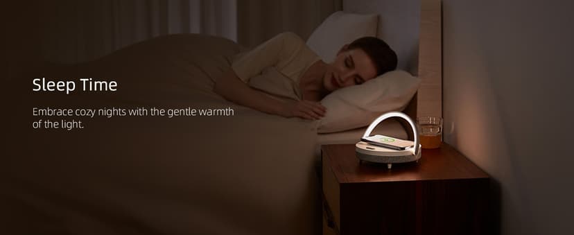 EZVALO Gift for Her, Music Table Lamp with Wireless Charger, 4 in 1 Touch Bedside Lamp, Portable Bluetooth Speaker, Phone Holder, Dimmable LED Night Lights Birthday Gifts for Women, Men, Dad, Mom