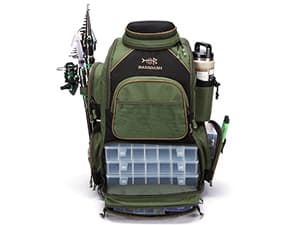 BASSDASH Fishing Tackle Backpack Water Resistant Tactical Bag Soft Tackle Box with Rod Holder and Protective Rain Cover