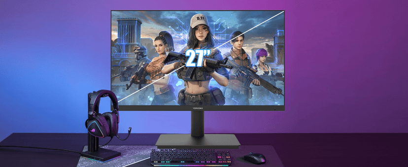 Viewedge Gaming Monitor 27 Inch FHD 144hz, 1ms IPS 1080p Computer Monitor with 110% sRGB, Bluelight Filter, HDMI & VGA Port, Support Freesync and Wall Mount