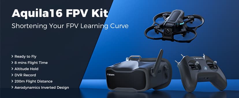 BETAFPV Aquila16 FPV Kit with LiteRadio 2 SE Transmitter for Simulator, VR03 Goggles with DVR Recording Function, 3 Flight Modes, Supported 1S RTF Kit for FPV Beginner to Fly Indoor & Outdoor ELRS V3