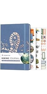 Travel & camping diary, nature adventure record book, 5.8 x 8.3 in eco leather notebook, gift for hikers & campers Clever Fox Hiking Journal for Women & Men, Trail Log Book, Forest Green B0DWSW8XN7