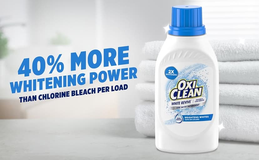 OxiClean White Revive Whitener & Stain Remover Liquid Additive, Water-Activated Oxygen Bleach for Laundry, 45 fl oz
