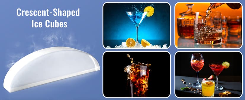 Under Counter Crescent Ice Maker Machine, 15'' W Drainless Built-in Ice Maker, 15 LBS/Day with 12 LBS Storage Bin, Perfect for Commercial Home Bar, No Drain