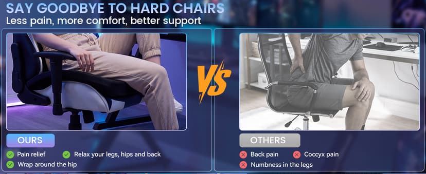 BALAPET Ultra Soft Gaming Chair Cushion for Long Sitting Gamers,Tailbone Pain Reduce Cushion for Office Chair(Black)