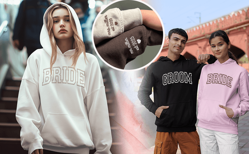 Personalized Embroidered Bride Sweatshirt, Custom Mrs. Last Name, Wedding Gifts For Bride, Bridal Shower, Bachelorette Party Gifts, Engagement Engaged Gift