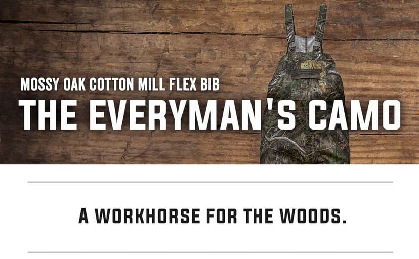 Mossy Oak Cotton Mill 2.0 Camo Hunting Bibs, Uninsulated Camo Overalls for Men