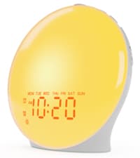Wake Up Light Sunrise Alarm Clock for Kids, Heavy Sleepers, Bedroom, with Sunrise Simulation, Sleep Aid, Dual Alarms, FM Radio, Snooze, Nightlight, Daylight, 7 Colors, 7 Natural Sounds, Ideal for Gift