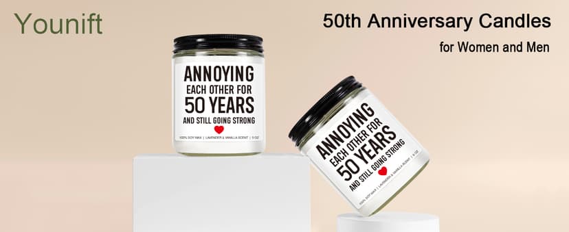 Funny 50 Years Candle, 50th Anniversary, Gifts for Couple, Parents - 50th Wedding Anniversary Decorations, 50 Year Golden Anniversary, Gifts for Husband, Wife, Friends - 9 oz