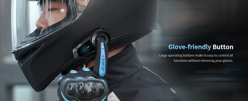 Fodsports FX-S Motorcycle Bluetooth Headset V5.4, 2-Way Helmet Intercom Communication System with IP67 Waterproof, CVC Noise Cancellation, Hands-Free Music/Call, 2 Type Mics, Black, 2 Pack