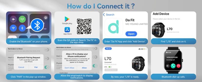 Smart Watch, 1.85" HD Smartwatch for Men Women (Answer/Make Calls), Fitness Watch with Heart Rate/Sleep/IP68 Waterproof/120+ Sports Modes, Pedometer, Android Smart Watch for Android iOS (Black)