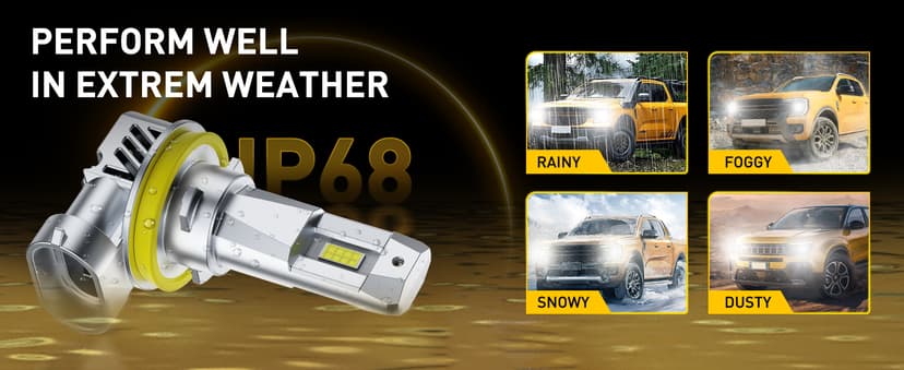 AUXITO H11 Light Bulbs, 40000LM 6500K Cool White H9/H8/H11 LED Fog Light Bulbs with Fan 1:1 Mini Size, CANbus Ready No Flicker, Pack of 2