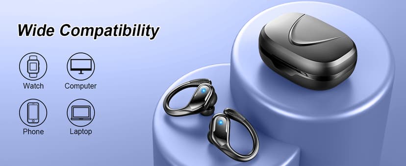 Wireless Earbuds, Sport Bluetooth 5.4 Headphones 2026 New Bluetooth Earbuds with 75Hrs Stereo, 4 ENC Mic, Noise Canceling Over-Ear Buds with Earhooks, IP7 Waterproof Earphones for Workout/Running/Gym