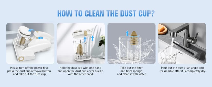 Bed Vacuum Cleaner Mattress Vacuum Cleaner,16Kpa Powerful Handheld Vacuums with UV-C Light & Double Dust Cup & High Heating & Ultrasonic & Anion for Bed Sofa