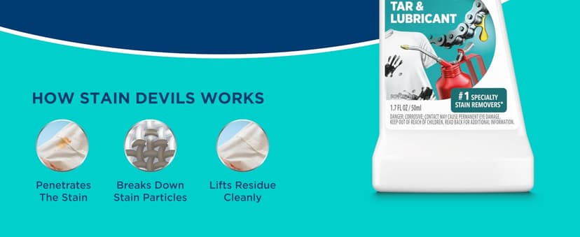 Carbona Stain Devils® #7 | Motor Oil, Tar & Lubricant | Professional Strength Laundry Stain Remover | Multi-Fabric Cleaner | Safe On Skin & Washable Fabrics | 1.7 Fl Oz, 3 Pack