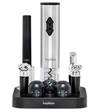 Ivation Wine Gift Set – Includes Electric Opener, Aerator, Vacuum Preserver, 2 Stoppers, Foil Cutter & Charging Base