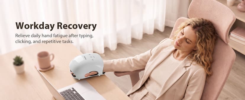 CINCOM Hand Massager - Cordless Hand Massager with Heat and Compression for Arthritis and Carpal Tunnel, Gifts for Women(White)