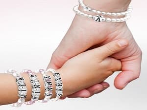 Baby Crystals Pearl Bracelets for Girls, Sterling Silver Cross Charm, Baptism Gifts for Girl, Baby Bracelet with Simulated White Pearls and Crystals, Girls Jewelry Birthday Gift