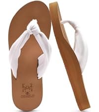 KuaiLu Men's Yoga Mat Leather Flip Flops with Arch Support Comfortable Cushion Walking Thong Sandals Slip On Indoor Outdoor