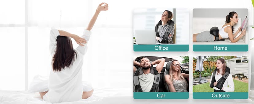Nekteck Shiatsu Neck Massager for Pain Relief Deep Tissue with Heat, 3D Kneading Massage Pillow Back Shoulder Massagerfor Body Muscle, Plug-in Use for Home Office Car, Gifts for Mom Dad Him Her