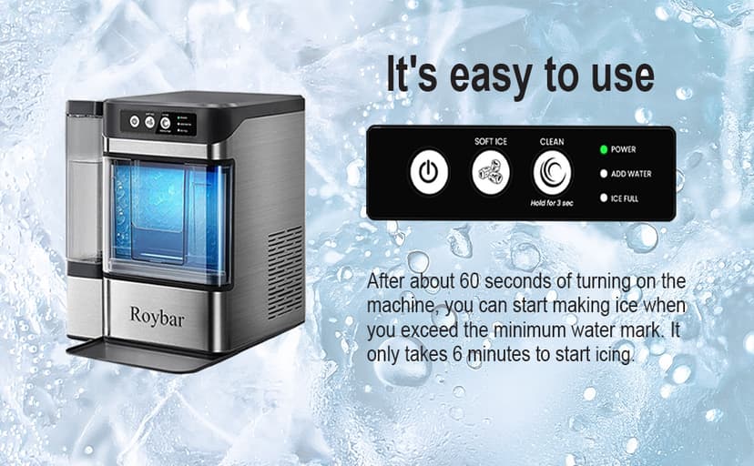 Large Capacity Nugget Ice Makers Countertop One-Click Operation Self-Cleaning Portable Ice Maker 41lbs/24H with There is A Detachable 0.8 Gallons Water Tank Ice Machine for Home,Office