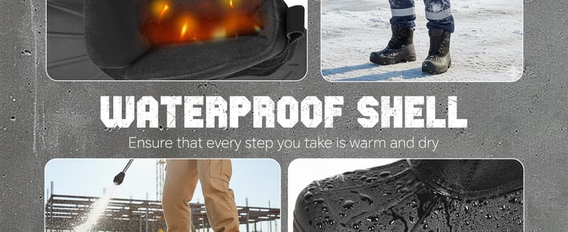 Furuian Insulated Winter Snow Steel Toe Work Boots for Men Waterproof Non Slip Duck Boots for Men Warm Safety Industrial Work Shoes