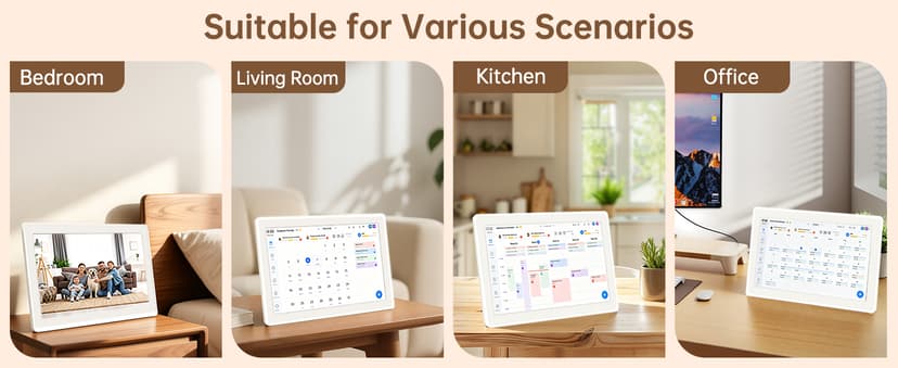 Real-time Google, Outlook and iCloud sync keeps every family member organized, with meal planning and no subscription fees. 15.6" Digital Calendar Wall Touch Screen, Chore Chart, Photo Frame, Bases B0GBVS5NX1