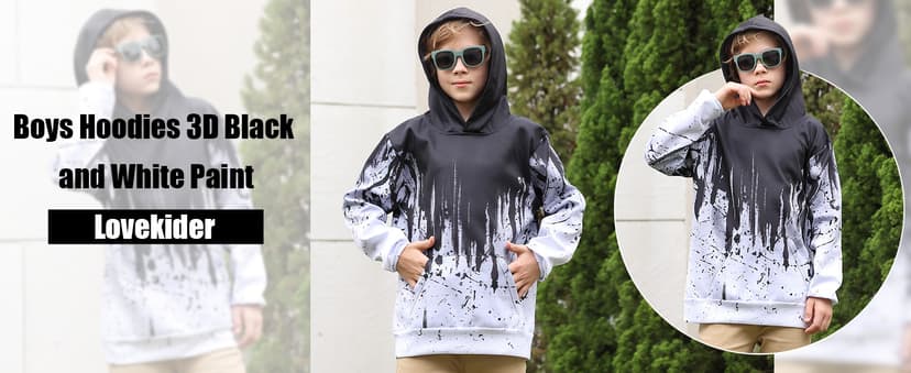 Lovekider Boys Hoodies Sweatshirt Cool 3D Print Pullover with Big Pocket for Kids Fashion Warm Winter 6-16 Years