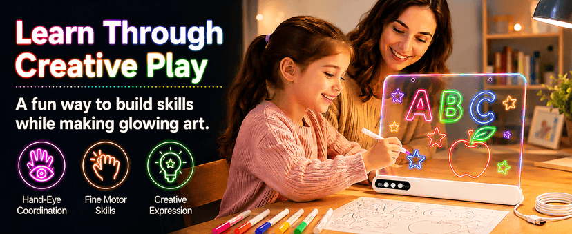 Led Drawing Board with 14 Light Effects,16" Rechargeable Glow Doodle Led Note Board with Colorful Markers,Neon Art Dry Erase Doodle Glow Drawing Tablet,Chritmas Birthday Festival Gifts for Kid (White) B0H1HPZ583