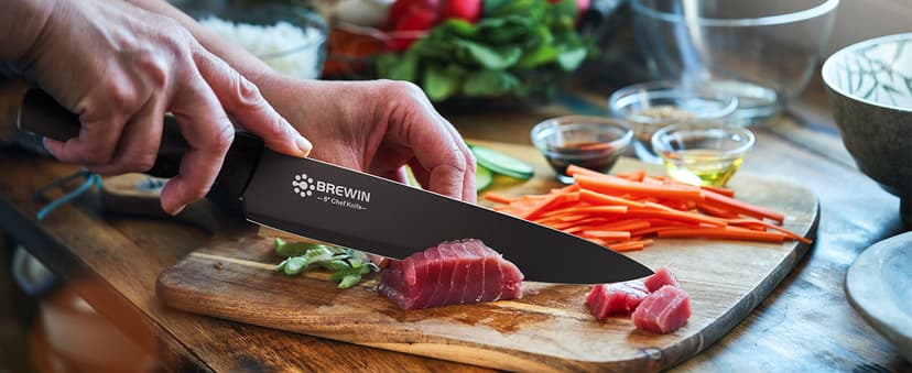 Knife Set, Brewin Kitchen Knife Set, Knives Set for Kitchen, Universal Knife Block, Utility Knife Block Set, New Home Essentials, Apartment Essentials, Dishwasher Safe