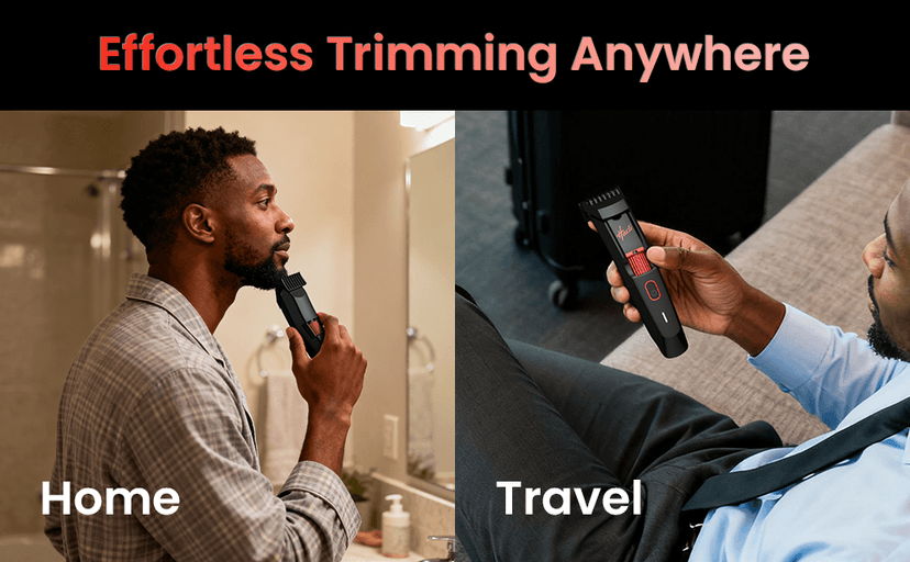 Men's Beard Trimmer with Precision Dial, 20 Adjustable Length Settings for Beard Mustache & Facial Grooming, Cordless Rechargeable, Professional Hair Clipper IPX7 Waterproof Wet/Dry Use, Red