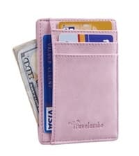 Travelambo Slim Wallet Front Pocket Minimalist Leather RFID Blocking Medium Size
