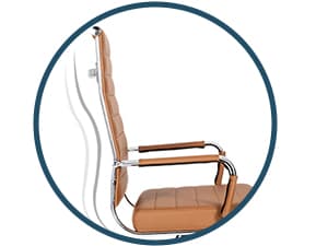 Okeysen Office Desk Chair, Ergonomic Leather Modern Conference Room Chairs, Executive Ribbed Height Adjustable Swivel Rolling Chair for Home Office. (Brown)