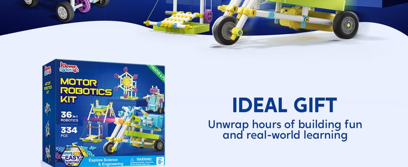 Klever Kits 36-in-1 Motor Robotic Kits, Make Your Own Kids Craft Kits Educational STEM Toys for Ages 8-13 Boys and Girls, Science Gifts for 8 Years Old