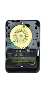 Intermatic T104 24-Hour Mechanical Timer Switch - 208–277 VAC, DPST, Indoor Metal Enclosure, Heavy-Duty, Manual Override, 40 Amp - Ideal for Lights, Pumps, Fans, and HVAC Systems