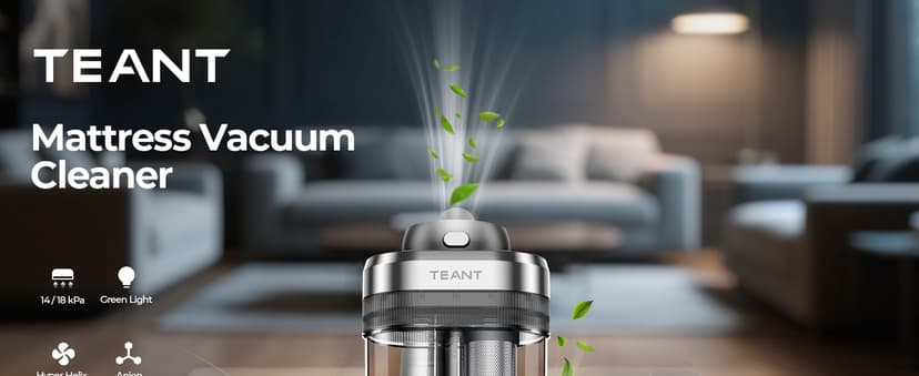 Powerful Mattress Bed Vacuum Cleaner, 2-Speed (14kPa/18kPa) Mattress Vacuum with Green Light Dust Detection, 253.7nm UV-C Light, LED Display, HEPA Filter, 149℉ Heat, Aroma for Bed Couch Carpet