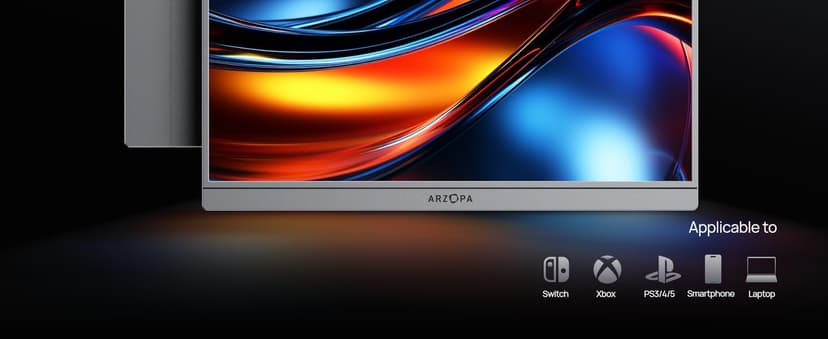 ARZOPA 16.1" Portable Monitor Gray, 100% sRGB FHD 1080P Kickstand Portable Laptop Monitor High Color Gamut Display IPS Eye Care Screen for High-end Office & Entertainment -Z1C Gray