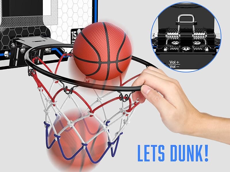 HopeRock Indoor Mini Basketball Hoop for Kids, Basketball Hoops Over The Door with LED Lighting, Mini Hoop with Scoreboard & 3 Balls, Basketball Toys Gifts for 5 6 7 8 9 10 11 12 Year Old Boys Girls