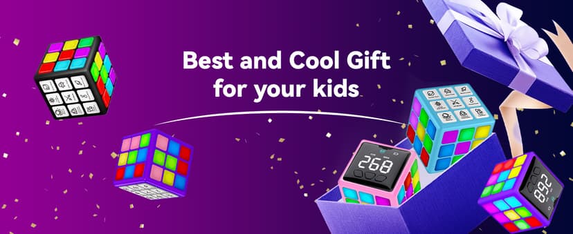 Rechargeable Game Handheld Cube - 15 Fun Brain & Memory Game with Score Screen - Christmas Easter Birthday Gifts for Boys Girls Ages 6-12+ Years Old - Toy Gift Idea for Kids Teens (Black)