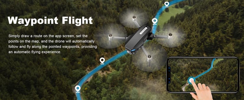 GPS Drone with Camera for Adults, 2K HD FPV Drone with Auto Return, Follow Me, Circle Fly, Waypoint Fly, Stable Hover, Brushless Motor, Foldable 5G Transmission Remote Control Quadcopter, Black