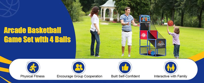 Kids Arcade Basketball Hoop Indoor Outdoor Single Shot Basketball Game for Toddler,Carnival Games Sport Gifts for Boys Girls Ages 3-8 Years Old,Ideal for Competition