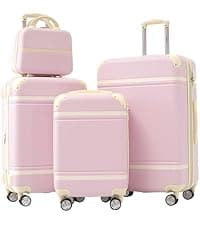 Merax 5 Piece Luggage set of printing hard shell suitcases with Double Spinner Wheels Suitcase with Lock 8" 14" 20" 24" 28"