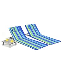 GYMAX Tanning Chair, 330lbs Beach Lounge Chair with Face Hole, Washable Pillow & Carry Strap, Adjustable Folding Chaise Lounge, Layout Lounger for Outside, Patio, Poolside, Lawn (1, Blue)
