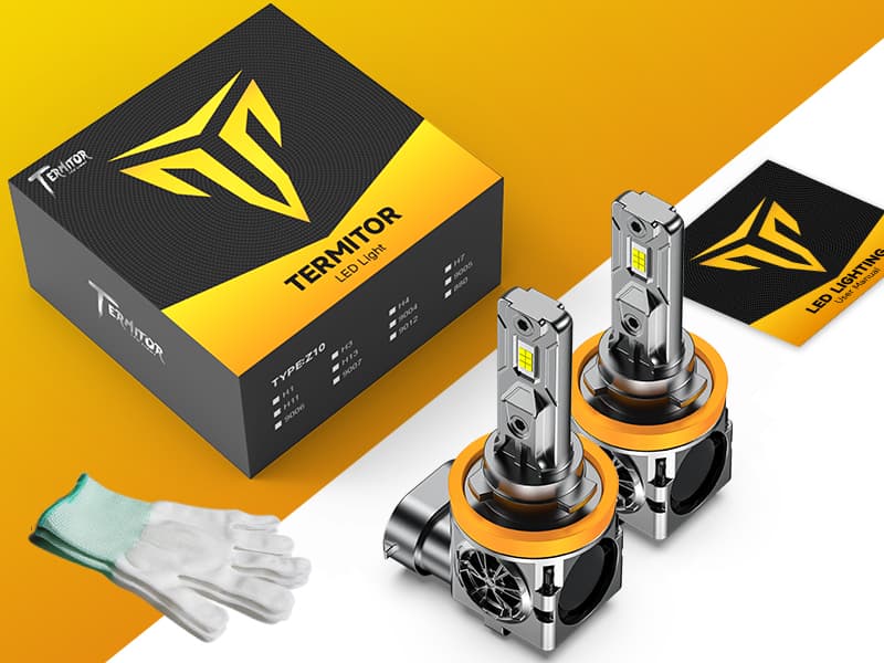 Termitor 2026 H11 LED Bulbs, 70000LM 1000% Super Brighter, No Flickering No Adapter Required, 6500K White Driving Light Bulbs, 70K+ Hours Lifespan, Real 1:1 H9 Halogen Size, Plug N Play, Pack of 2